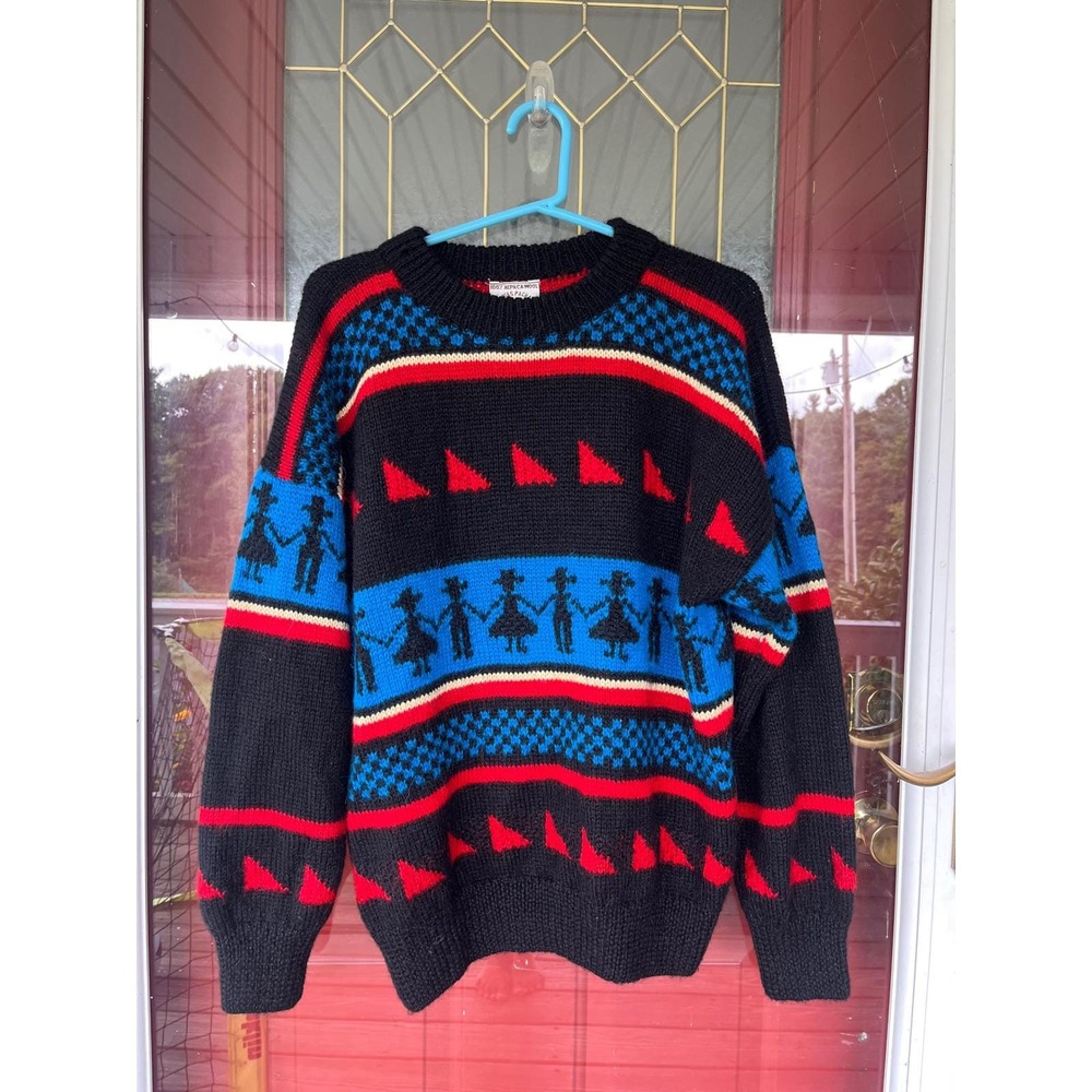 Artesanias Pachamama Alpaca Wool Folk Art Knit unisex oversized L women M Men B2